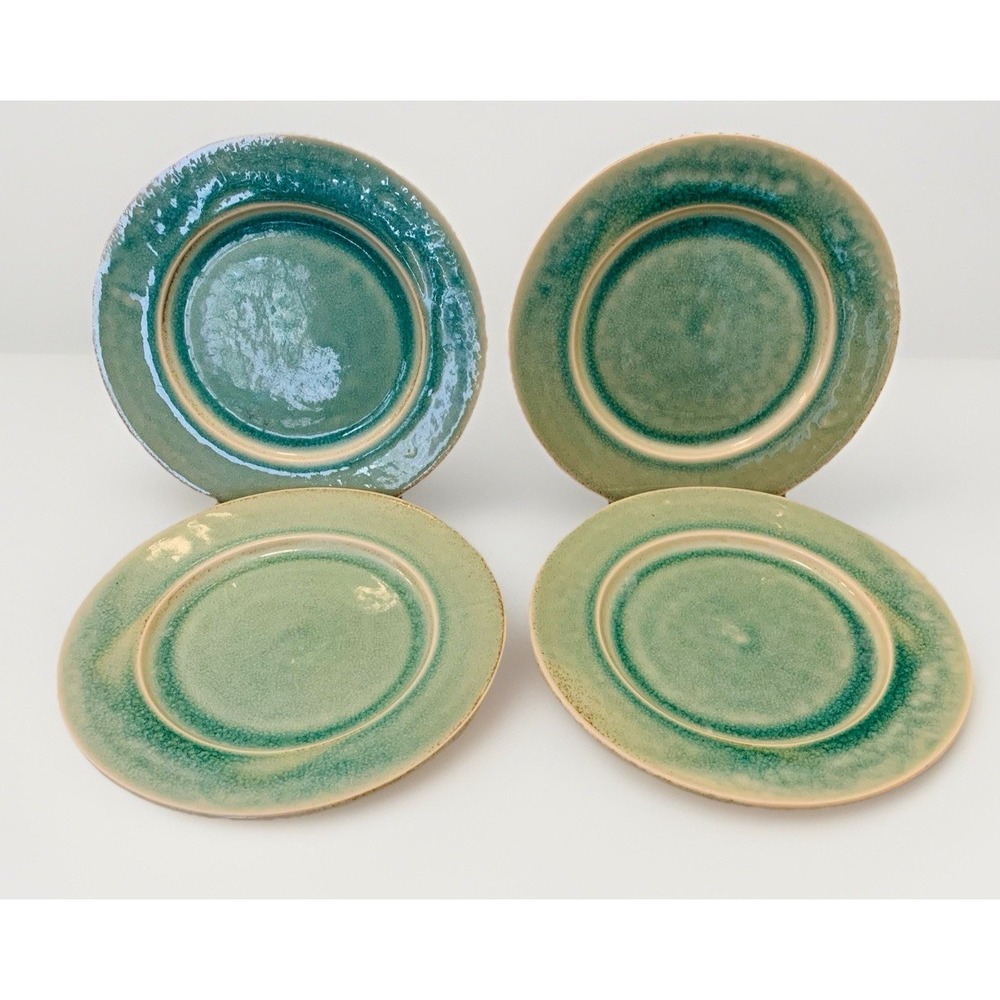Jars France 8.5" Plate Dish Tourron Aqua Teal Set 4 French Country VTG Regency